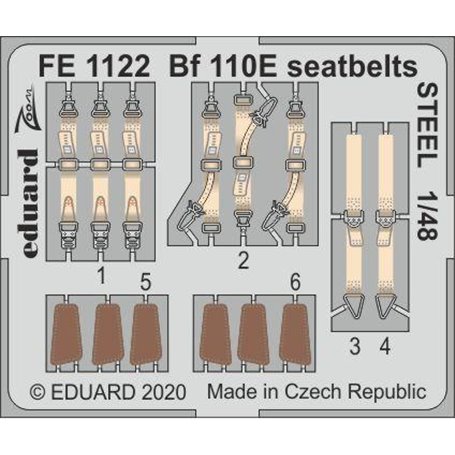 Eduard STEEL 1:48 Pasy bezpieczeństwa do Messerschmitt Bf-110E