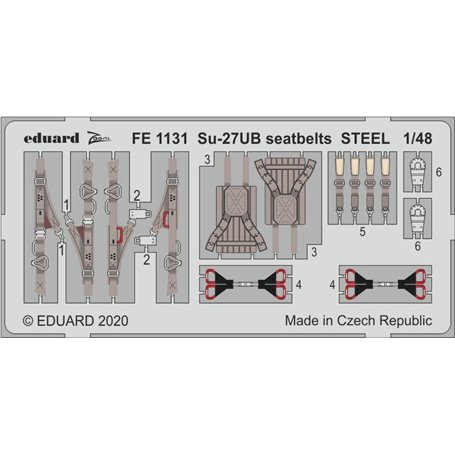 Eduard STEEL 1:48 Pasy bezpieczeństwa do Sukhoi Su-27UB dla Kitty Hawk