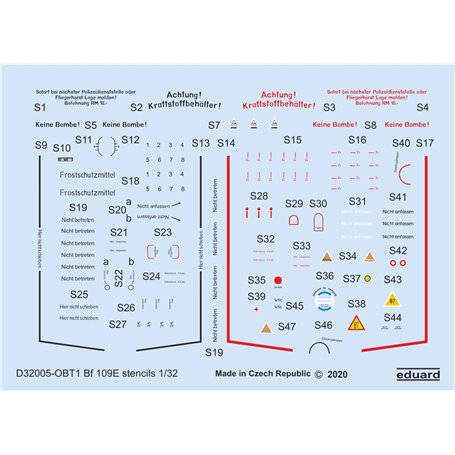 Eduard 1:32 Bf 109E stencils