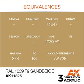 AK Interactive 3RD GENERATION ACRYLICS - RAL 1039 F9 Sandbeige