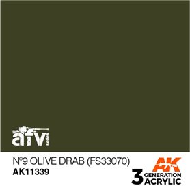 AK Interactive 3RD GENERATION ACRYLICS - NO9 OLIVE DRAB - FS33070 - 17ml