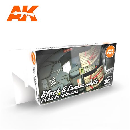 AK Interactive Zestaw farb BLACK INTERIOR AND CREAM WHITE