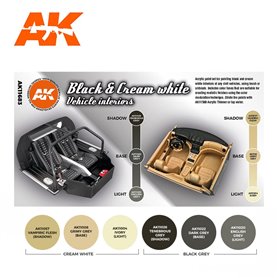 AK Interactive Zestaw farb BLACK INTERIOR AND CREAM WHITE