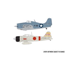 Airfix 1:72 Gift Set - Grumman F-4F4 Wildcat & Mitsubishi Zero Dogfight Double