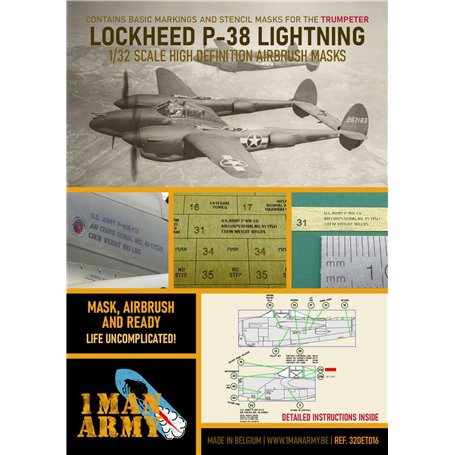 1 Man Army 1:32 Maski do Lockheed P-38 Lightning