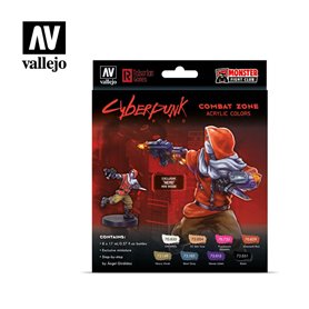 Vallejo 72307 Zestaw farb GAME COLOR - COMBAT ZONE CYBERPUNK + figurka
