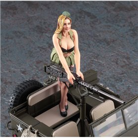 Hasegawa SP483-52283 1/4 ton 4x4 Utility Truck (Cal. 50 M2 Machine Gun) w/Blond Gir's Figure