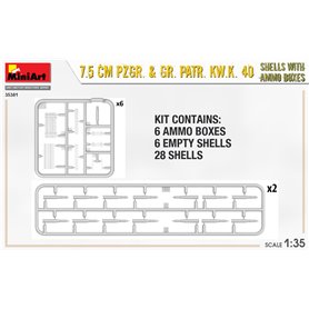 Mini Art 1:35 75mm Pzgr. / Gr.Pstr. Kw.K. 40 SHELLS WITH AMMO BOXES