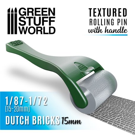 Green Stuff World Wałek z rączką ROLLIN PIN W/HANDLE - Dutch Bricks - 15mm