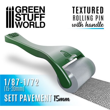 Green Stuff World Wałek z rączką ROLLIN PIN W/HANDLE - Sett Pavement - 15mm