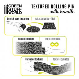 Green Stuff World Wałek z rączką ROLLIN PIN W/HANDLE - Cobblestone