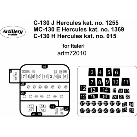 Fly ARTM72010 C-130 J+H,MC-130 E Hercules for Italeri  maska