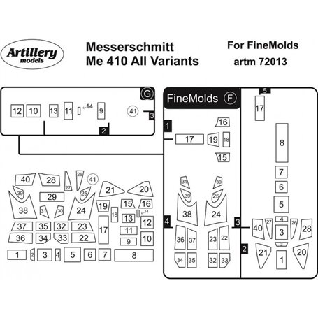 Fly 1:72 Maski do Me 410 all variants for Finr Molds  maska