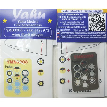 Yahu Models 1:32 Yak Fuel Gauges