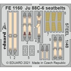 Eduard ZOOM 1:48 Pasy bezpieczeństwa STTEL do Junker Ju-88 C-6 dla ICM