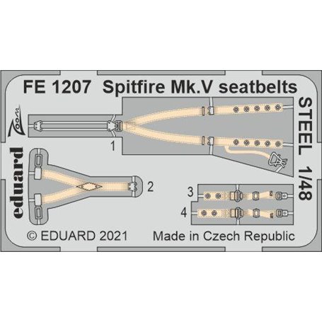 Eduard 1:48 Spitfire Mk.V seatbelts STEEL dla Eduard/Special Hobby