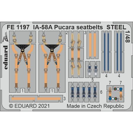 Eduard 1:48 IA-58A Pucara seatbelts STEEL dla Kinetic