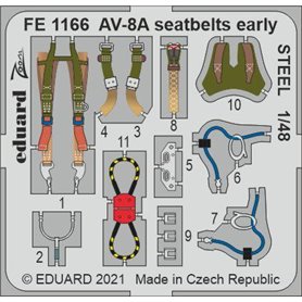 Eduard ZOOM 1:48 Pasy bezpieczeństwa STTEL do AV-8A EARLY dla Kinetic