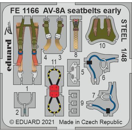 Eduard ZOOM 1:48 Pasy bezpieczeństwa STTEL do AV-8A EARLY dla Kinetic
