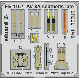 Eduard 1:48 AV-8A seatbelts late STEEL dla Kinetic
