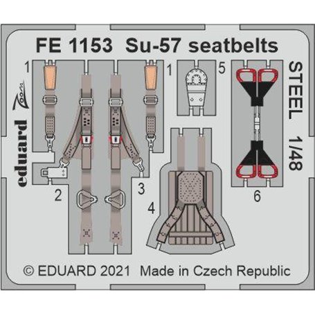 Eduard 1:48 Su-57 seatbelts STEEL dla Zvezda