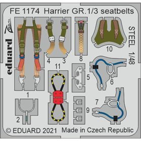 Eduard 1:48 Harrier GR.1/3 seatbelts STEEL dla Kinetic