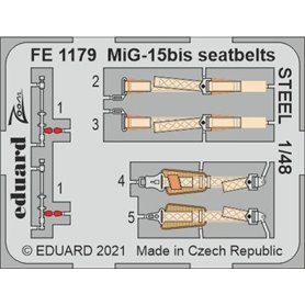 Eduard ZOOM 1:48 Pasy bezpieczeństwa STTEL do MiG-15bis dla Bronco / Hobby 2000