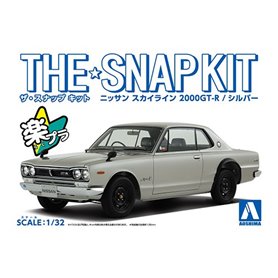 Aoshima 1:32 Nissan Skyline 2000 GT-R 1969 Silver - THE SNAPKIT