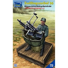 Riich RV35047 WWII German Zwillingssockel 36 Anti-Arcraft MG Mount w.soldier