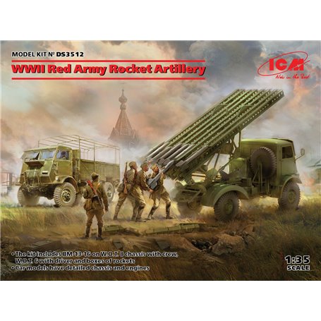ICM DS3512 WWII Red Army Rocket Artillery (BM-13-16 on W.O.T. 8 chassis, Model W.O.T. 6, WWII Soviet BM-13-16 MLRS Vehicle Crew,