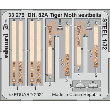 Eduard 1:32 DH. 82A Tiger Moth seatbelts STEEL dla Icm