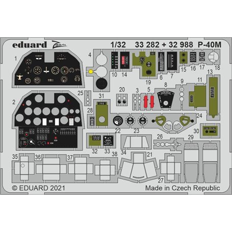 Eduard 1:32 Wnętrza do Curtiss P-40M dla Trumpeter