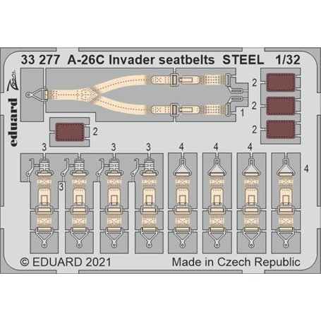 Eduard 1:32 Pasy bezpieczeństwa STEEL do A-26C Invader dla Hobby Boss