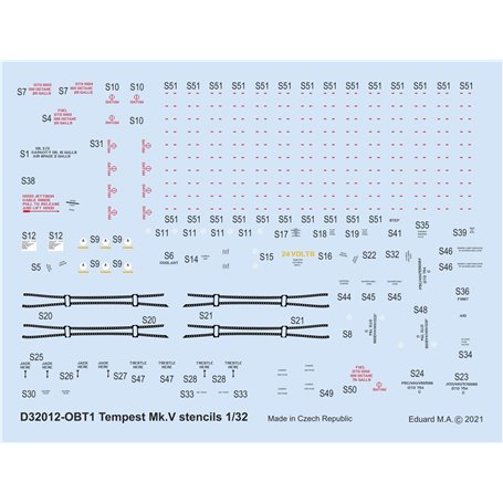 Eduard 1:32 Napisy eksploatacyjne do Hawker Tempest Mk.V dla Special Hobby/Revell