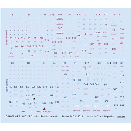 Eduard 1:48 MiG-15 Czech & Russian stencils dla Bronco / Hobby 2000