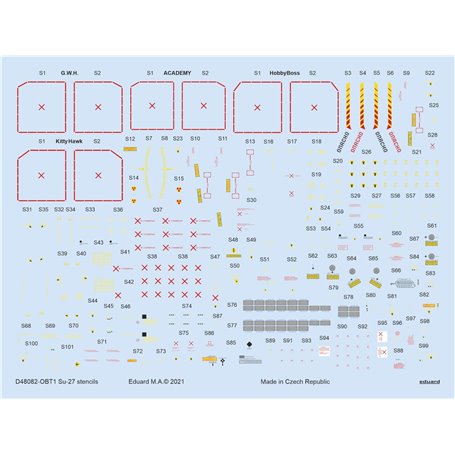 Eduard 1:48 Su-27 stencils dla Academy/Kitty Hawk/Hobby Boss/Gwh