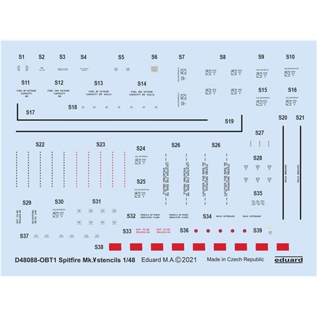 Eduard 1:48 Spitfire Mk.V stencils dla Eduard