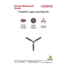 Techmod 1:72 Kalkomanie do śmigieł PROPELLER STENCILS