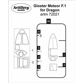 Fly ARTM72021 Gloster Meteor F.1 for Dragon : maska 1/72