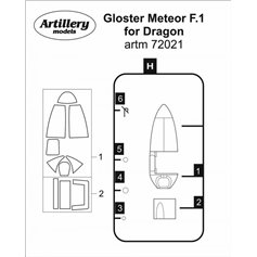 Fly ARTM72021 Gloster Meteor F.1 for Dragon : maska 1/72