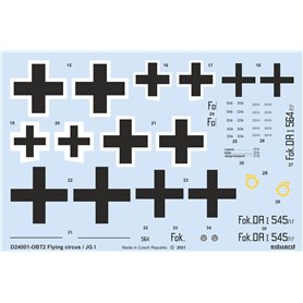 Eduard 1:24 Kalkomanie do FLYING CIRCUS / JG I dla Meng