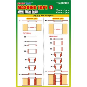 Trumpeter-Master Tools 09998 Masking Tape 3 20mm*1, 30mm*1