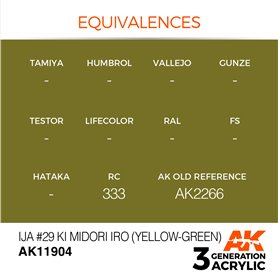 AK Interactive 3RD GENERATION ACRYLICS - IJA 29 KI MIDORI IRO - YELLOW-GREEN - 17ml