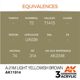 AK Interactive 3RD GENERATION ACRYLICS - A-21M LIGHT YELLOWISH BROWN - 17ml
