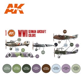 AK Interactive Zestaw farb WWI GERMAN AIRCRAFT COLORS SET