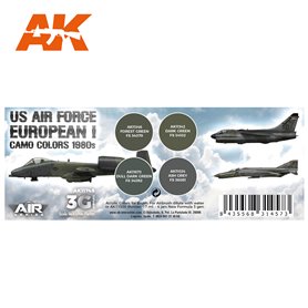 AK Interactive Zestaw farb US AIR FORCE EUROPEAN I CAMO COLORS 1980