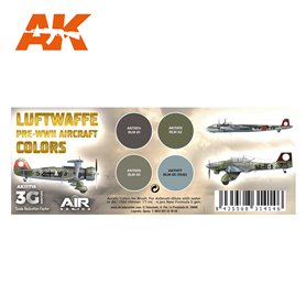 AK Interactive Zestaw farb LUFTWAFFE PRE-WWII AIRCRAFT COLORS SET