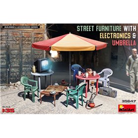 Mini Art 35647 Street furniture with electronics & umbrella