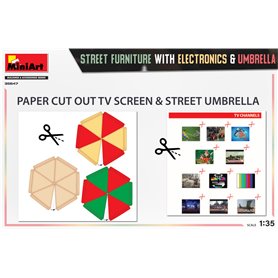 Mini Art 1:35 STREET FURNITURE W/ELECTRONICS AND UMBRELLA