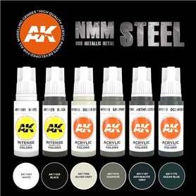 AK Interactive Zestaw farb NON METALLIC METAL: STEEL SET - 3RD GENERATION ACRYLICS
